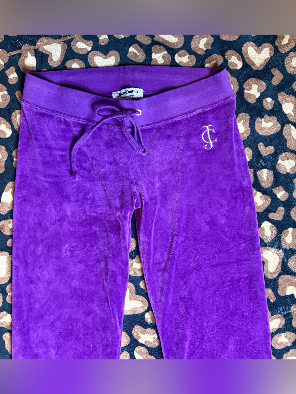 Y2K Juicy Couture Purple wide leg low risetracksuit pants with Embroidered logo